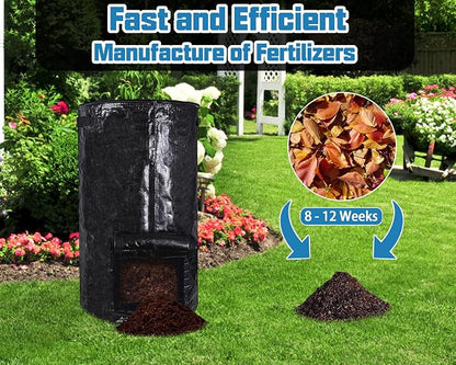 MyLifeUNIT Compost Bins Outdoor, Composting Bin for Outside Garden, Reusable Garden Yard Waste Bag, 34 Gallons (1 Pack, Black)