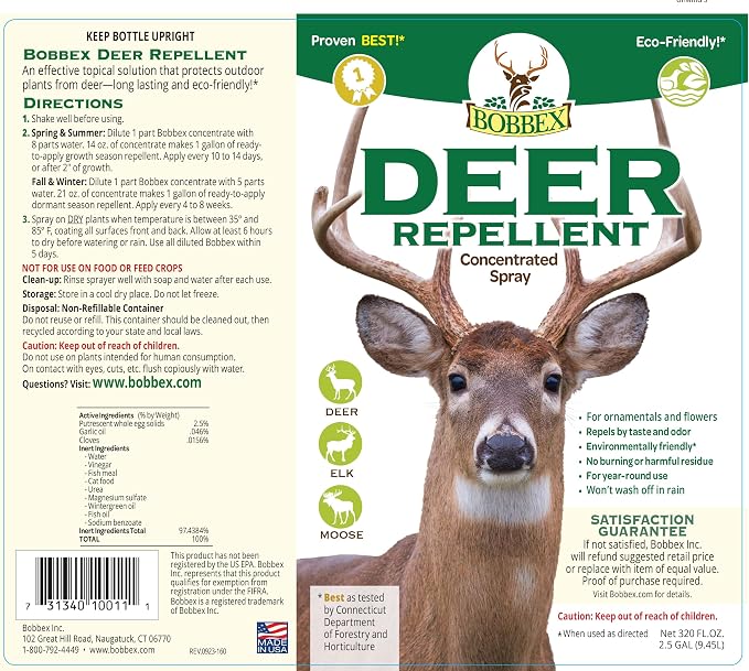 Bobbex Concentrated Deer Repellent, 2.5 gal.