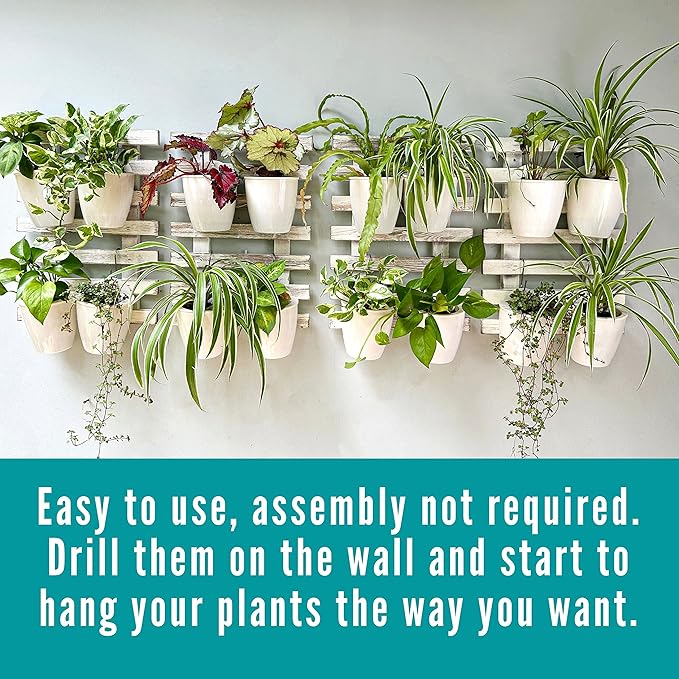 ShopLaLa Wooden Wall Planters - 2 Pack Wall Hanging Planters for Indoor Plants, White Rustic Wood Wall Mounted Flower Pot Holder Vertical Succulent Orchid Airplant Frame Display 15.7" (40cm)