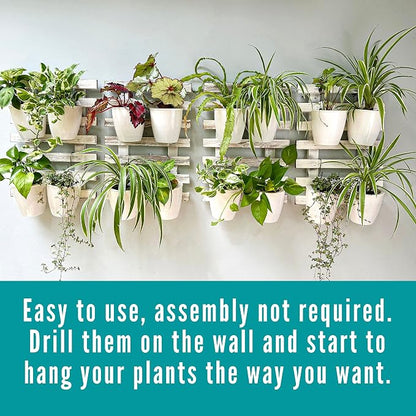 ShopLaLa Wooden Wall Planter - 2 Pack Wall Hanging Planters for Outdoor Plants Rustic White Wall Mounted Wood Ladder for Flower Pots Holder Vertical Herb Garden System Green Decor 23.6" (60cm)