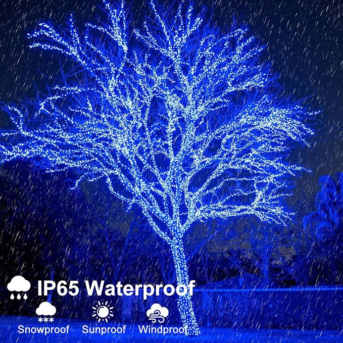 Blue Christmas Lights Outdoor, 100FT 300 LED Christmas Tree Lights Waterproof with 8 Modes, Plug in Connectable String Lights for Outside Indoor House Patio Yard Garden Holiday Decorations
