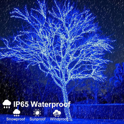 Blue Christmas Lights Outdoor, 100FT 300 LED Christmas Tree Lights Waterproof with 8 Modes, Plug in Connectable String Lights for Outside Indoor House Patio Yard Garden Holiday Decorations