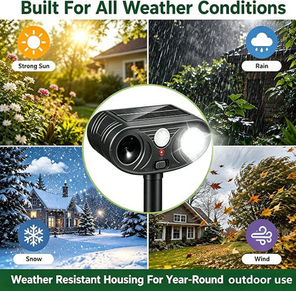 2 Pack Animal Repellent Sonic Fortress Pro Deer Repellent Device Outdoor | Animal Repeller for Garden, Squirrel Fortress Pro with PIR&Flashing Light for Rabbit Fox Raccoon Cats Repellent Outdoor