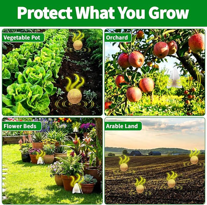 Deer & Rabbit Repellent Balls, 10 Packs, Natural Plant-Based Formula with Peppermint & Garlic Oils, Long-Lasting Outdoor Animal Deterrent for Yard