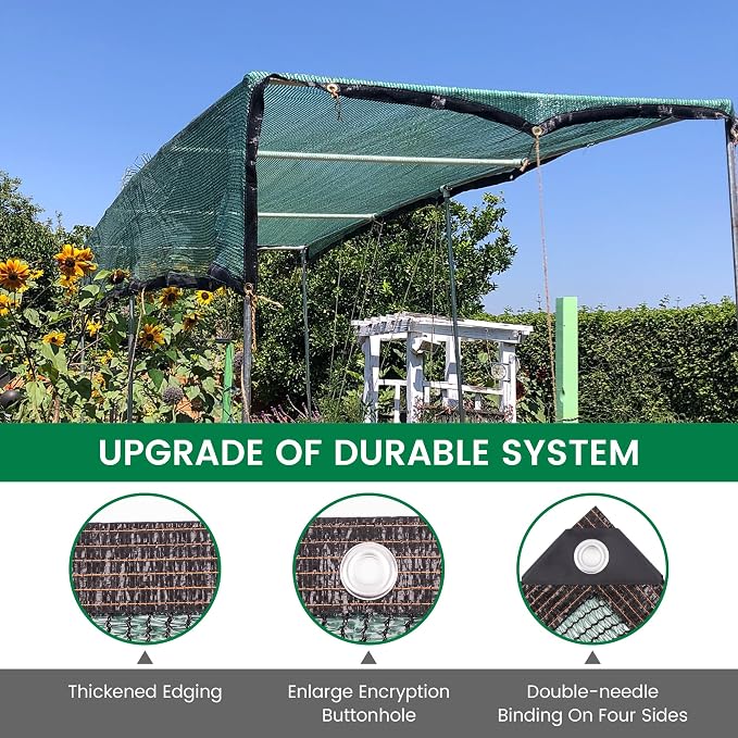 Shade Cloth, 20FT X 30FT 50% Green Outdoor Woven Sun Shade with Grommets, Durable Breathable Netting Shading Antifreezing for Patio, Garden, DIY Home, Plants Cover, Greenhouse, Dog Kennel