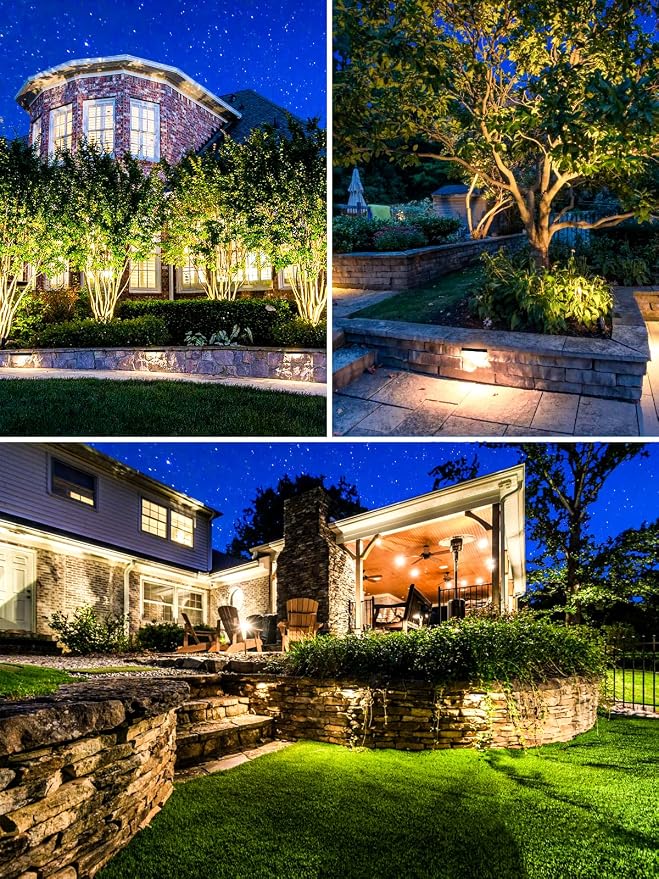 5W Retaining Wall Lights,7 inch LED Hardscape Lighting, Waterproof Low Voltage Landscape Lights,12V Step Lights Outdoor,3000K Soft White Patio Walls Stairs Lighting,12-Pack with Connectors