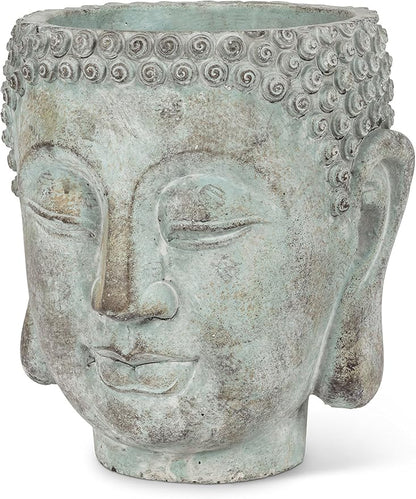 Abbott Collection 27-DHARMA/350 XLG Extra Large Buddha Head Planter, Grey (8" H)