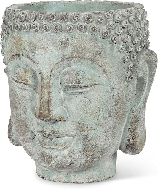 Abbott Collection 27-DHARMA/350 XLG Extra Large Buddha Head Planter, Grey (8" H)