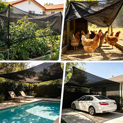 Shade Cloth, 20FT X 30FT 50% Black Outdoor Woven Sun Shade with Grommets, Durable Breathable Netting Shading Antifreezing for Patio, Garden, DIY Home, Plants Cover, Greenhouse, Dog Kennel