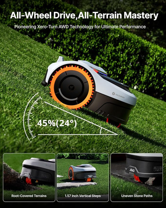 Segway Navimow i210 AWD Robot Lawn Mower Wire with 4 Blades Assembly, AWD for 45% Slopes, EFLS NRTK + Vision Auto Mapping, Covers 1/4 Acre (Blades Shipped Separately)
