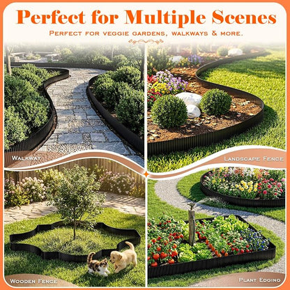 Corrugated Garden Edging,5.5"×80Ft Galvanized Steel Landscape Edging & Lawn Edging Border,Metal Garden Border for Flower Beds,Garden,Lawn,Raised Beds & Tree Surrounds(Black)
