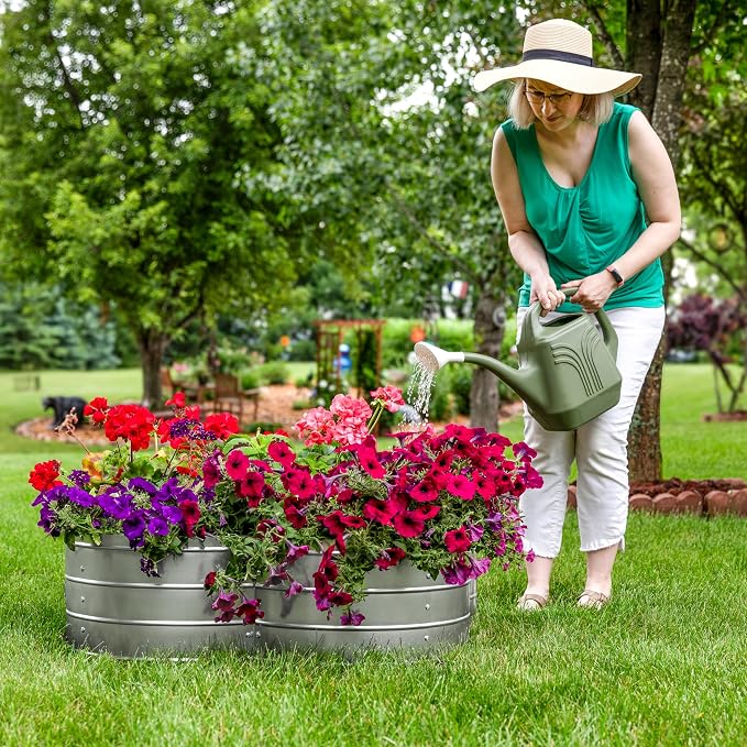 Sunnydaze Galvanized Raised Garden Bed - Outdoor Planter Box for Backyard or Patio - Steel Metal Raised Bed for Gardening Vegetables, Flowers, Herbs - 43 x 43 x 12 in - Silver - Clover