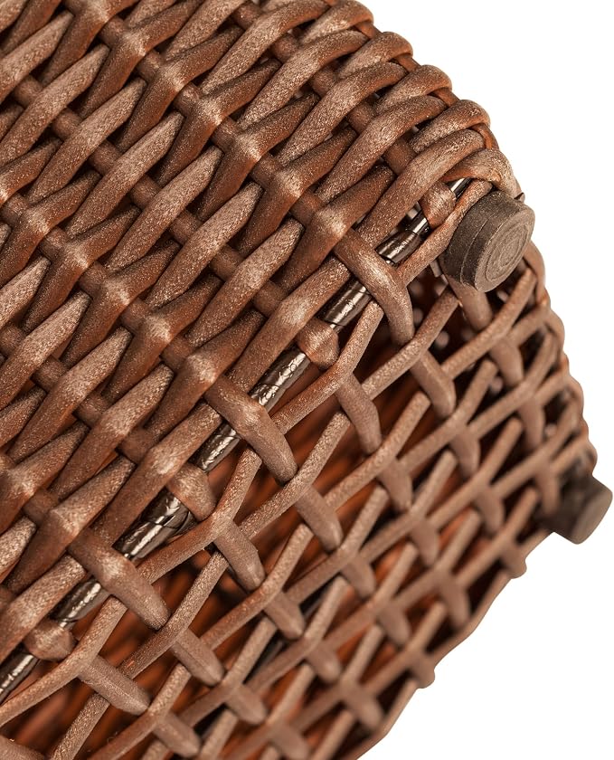 Balkene Home 62501 Alto Wicker All-Weather Planter Set with Liners Tall Plant Decor Box for Outdoors Patio Herb Garden Furnishings - Mocha - Pack of 2