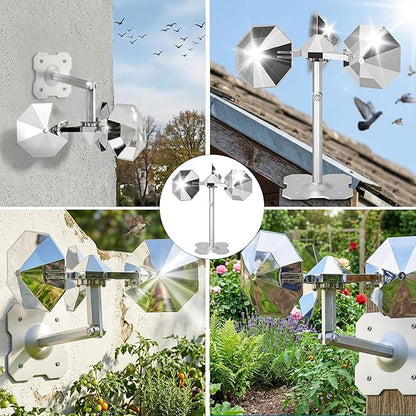 Bird Scare Reflective Device,Silver, Wind Powered Spinning, Bird Reflectors, Keep Pigeon Woodpeckers and Seagull Away for Garden Patio Yard,1PCS