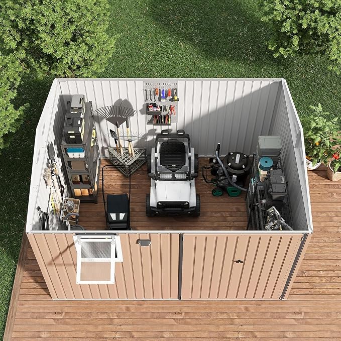 Garvee 10 x 8 FT Heavy-Duty Metal Outdoor Storage Shed with Motion Sensor Solar Light and Window,Pegboard Tool Organizer, Lockable Doors and 4 Air Vents, Garden Shed for Patio, Garage, Backyard | Motion Sensor Light, Window, Pegboard Tool Organizer, Lo...