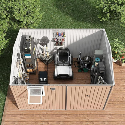 Garvee 10 x 8 FT Heavy-Duty Metal Outdoor Storage Shed with Motion Sensor Solar Light and Window,Pegboard Tool Organizer, Lockable Doors and 4 Air Vents, Garden Shed for Patio, Garage, Backyard | Motion Sensor Light, Window, Pegboard Tool Organizer, Lo...