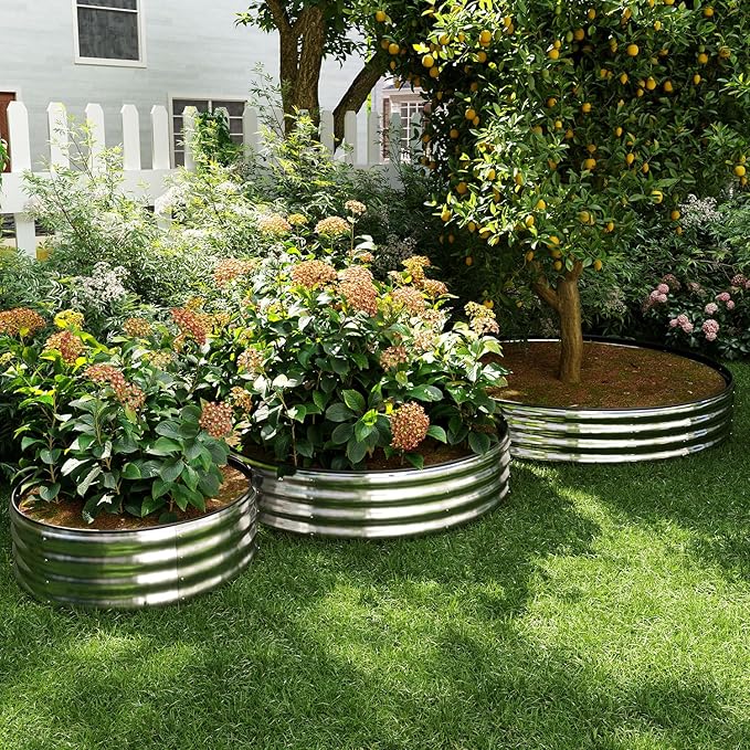 ZFHgarden Galvanized Metal Round Raised Garden Bed Outdoor for Gardening Raised Garden Bed Kit，3x3x1FT Garden Raised Planter Box Outdoor