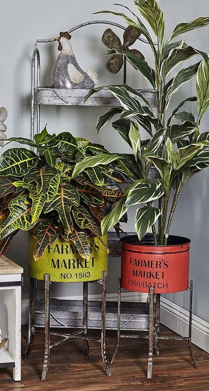 Deco 79 Metal Indoor Outdoor Planter Farmers Market Large Planter Pot, Set of 3 Planters 22", 25", 28"H, Multi Colored