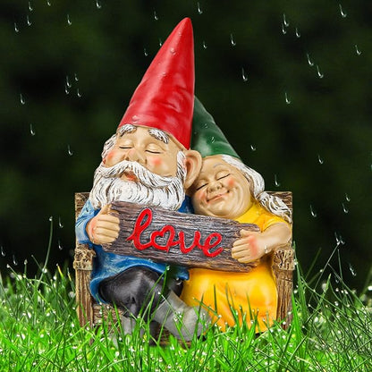 Smadeer Garden gnome statue for outdoor decor,Couple in love gnomes figurine for patio lawn yard garden outdoor decoration,garden sculptures & statues,knome romantic indoor ornament forever lover gift