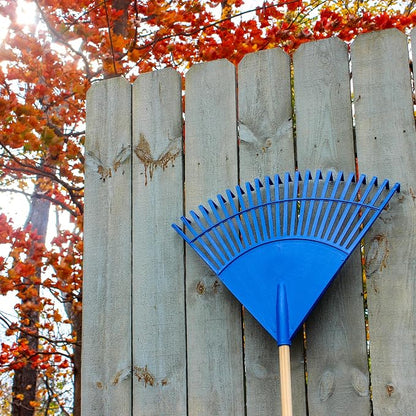 Leaf Rake – 22.5" Resin Head – 48" Hardwood Handle, Blue