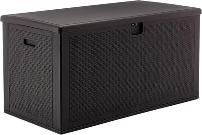 BTExpert Set of 2, 150 Gallon Extra Large Deck Box Outdoor Storage Container for Patio Furniture Cushions Garden Tools Pool Supplies Sports Equipment Waterproof Lockable Steel Rod Metal insert