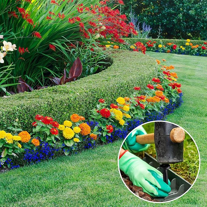 Honoson 100 Pack Landscaping Spikes Anchoring Spike Plastic Ground Stake for Lawn, Weed Barriers, Turf, Paver Edging, House Construction