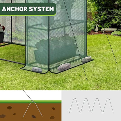 3 Tier 6 Shelves Mini Walk-in Greenhouse, 56 x 28 x 76 inch, Durable PE Cover Green House Kit with Anchors and Ropes, Outdoor Plant Gardening Hot House for Growing Vegetables, Flowers