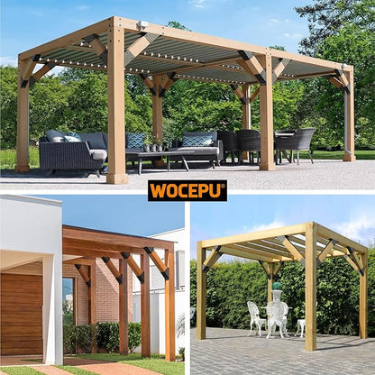2pack 4x4 (Actual 3.5''x3.5'') Degree Angle Support Brackets, for Pergola, Gazebo, Deck Wood Frame Structures Provide Support 45° Degree Angle Bracket