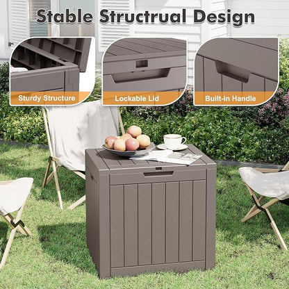 Outdoor Storage Box, 35 Gallon Resin Deck Boxes Outdoor Waterproof For Patio Furniture, Garden Tools, Pool Supplies, Lockable And UV Resistant (Striped Gray)