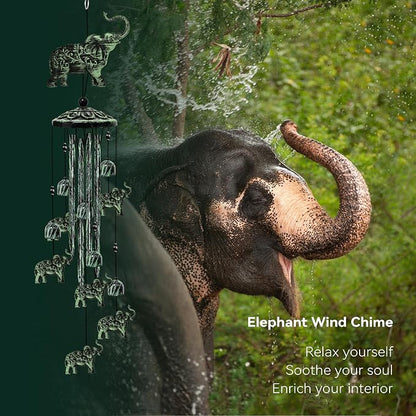 35" Elephant Wind Chimes for Outside, Elephant Wind Chimes Gifts for Mother's Day, Garden Decor for Outdoor Porch Patio Home Yard Decorations