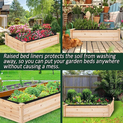 2PCS Raised Garden Bed Liner Fabric Raised Garden Bed Breathable Drainage Rectangle Grow Bags with Handles Fabric Garden Bed for Outdoor Garden Bed Holds Soil - 4ft x 2ft x 1ft