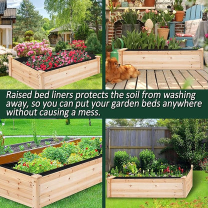 1PCS Raised Garden Bed Liner Fabric Raised Garden Bed Breathable Drainage Rectangle Grow Bags with Handles Fabric Garden Bed for Outdoor Garden Bed Holds Soil - 8ft x 4ft x 1ft