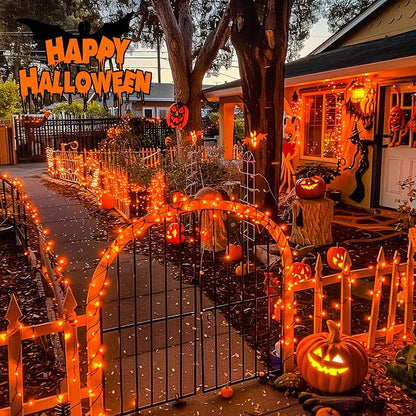 JMEXSUSS 600 LED Solar Halloween Lights, 206.7ft Solar String Lights Orange | Halloween Lights Outdoor Waterproof, 8 Modes Orange Halloween Lights for Outside Tree Patio Yard Halloween Decorations