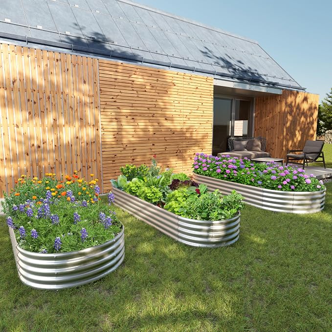 2PCS 8x4x1ft Galvanized Metal Raised Garden Bed Kit,Outdoor Planter Box Vegetables,Flowers,Herbs Durable Rust-Resistant Patio Gardening Beds