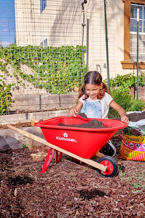 Corona Kids Poly Wheelbarrow Lightweight Great Gift for Kids, Enjoy The Outdoors with Adults