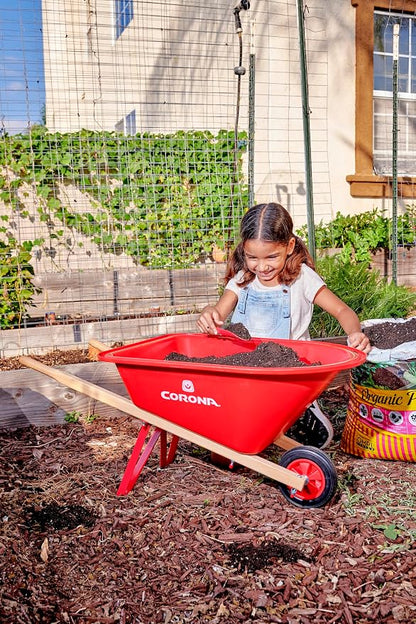Corona Kids Poly Wheelbarrow Lightweight Great Gift for Kids, Enjoy The Outdoors with Adults