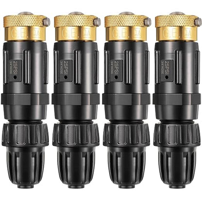 Feekoon 4 Set 25 Psi Drip Irrigation Faucet Adapter Kit 1/2'' Irrigation Tubing to 3/4'' Faucet Water Pressure Regulator Backflow Preventer with Filter, Drip System Parts