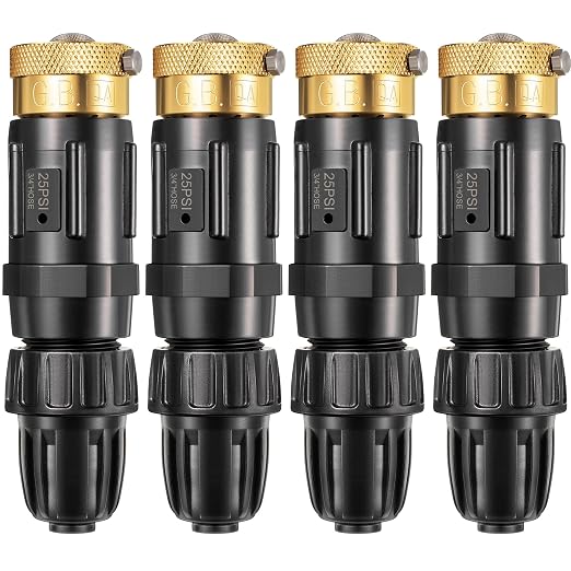 Feekoon 4 Set 25 Psi Drip Irrigation Faucet Adapter Kit 1/2'' Irrigation Tubing to 3/4'' Faucet Water Pressure Regulator Backflow Preventer with Filter, Drip System Parts