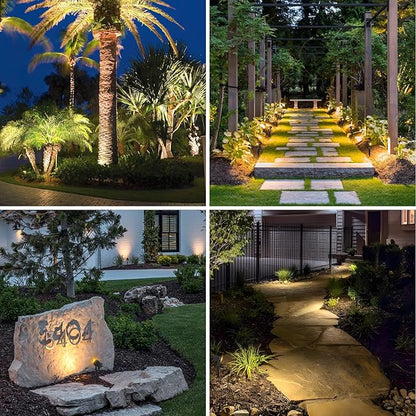 APONUO Solar Spot Lights Outdoor 4-in-1 Solar Landscape Lights Dusk to Dawn Solar Uplights IP65 Waterproof 9.8ft Cable Outdoor Spot Lights for Yard Pathway Garden Tree Decoration (Warm White)