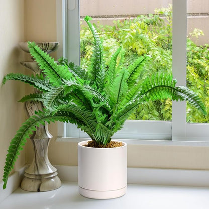 D'vine Dev 8.2 Inch Ceramic Planter Pot, Oatmeal, 94-O-D-8 | Modern Cylinder Design, Drainage Hole & Saucer Included, Stable Structure, Elegant Home Accent