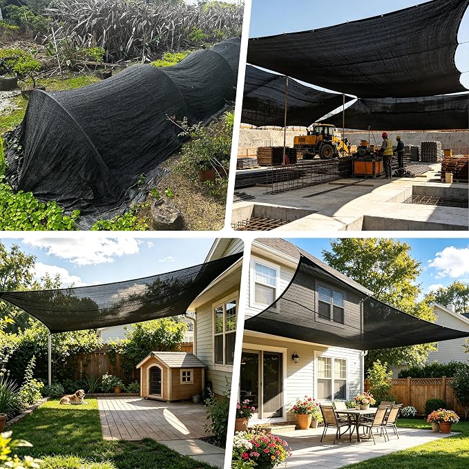 Shade Cloth, 20FT X 30FT 70% Black Outdoor Woven Sun Shade with Grommets, Durable Breathable Netting Shading Antifreezing for Patio, Garden, DIY Home, Plants Cover, Greenhouse, Dog Kennel