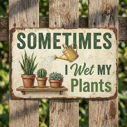 Garden Decor Sign Sometimes I Wet My Plants Funny Wall Art | Plant Lovers • Garden Shed Display • Garden Theme • Rustic Humor Design • UV Printed • 8x12 Inch