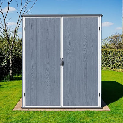 Greesum 5X3FT Plastic Storage Shed with Floor, Resin Outdoor Storaged Shed with Lockable Door, Easy Assembly All-Weather Tool Sheds for Yard, Patio, Garden, Dark Gray (4.7×2.5FT)