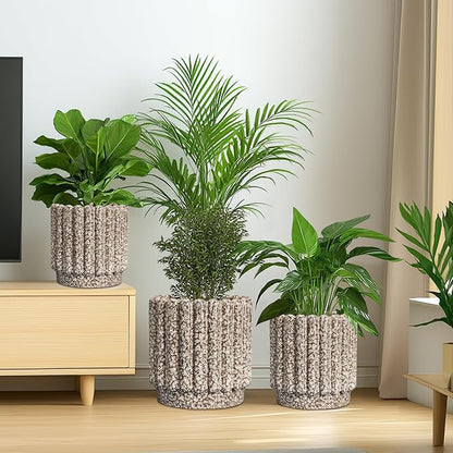Ceramicfor Ceramic Plant Pot, 7.6 Inch, Leopard Print White | Drainage Hole, Fluted Round Planter, Indoor Plants, Outdoor Decorative, Garden Gifts
