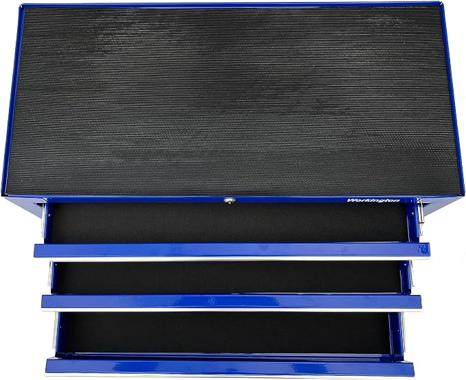 Workington Industrial 3 Drawers Portable Metal Intermediate Box, 26" Middle Tool Chest Cabinet with Ball Bearing Drawer Slides, Steel Tool Storage Box Organizer 4009 Blue