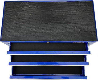 Workington Industrial 3 Drawers Portable Metal Intermediate Box, 26" Middle Tool Chest Cabinet with Ball Bearing Drawer Slides, Steel Tool Storage Box Organizer 4009 Blue