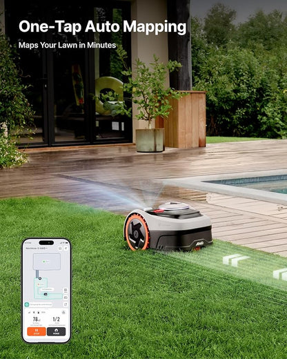 Segway Navimow i206 AWD Robot Lawn Mower, Wire-Free Robotic Mower, All-Wheel Drive for 45% Slopes, 2–3.6 in Adjustable Cutting Height, NRTK + Vision, Auto Mapping, 2.55Ah Battery, Covers 0.15 Acre