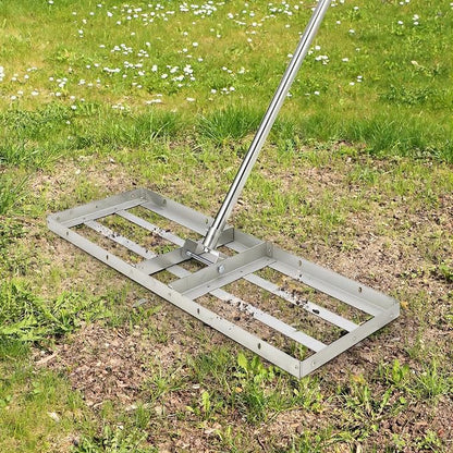 Towallmark 36"×10" Lawn Leveling Rake, Stainless Steel Leveler Rake 180° Flexible Rotation & 6FT Extra Long Handle, Heavy-Duty Landscape Rake Tool for Backyard, Garden, Farm, Golf Course, Pasture