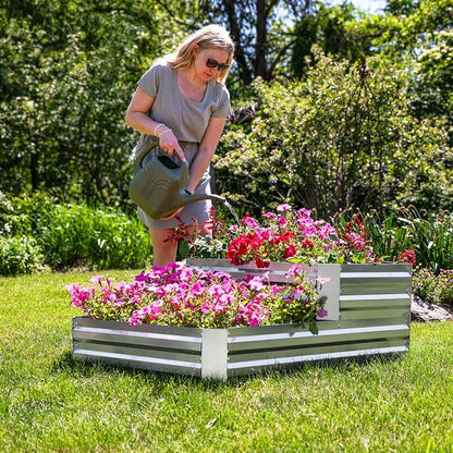 Sunnydaze 2-Tier Galvanized Steel Raised Garden Bed - for Flowers, Plants, and Vegetables - 94.5-Gal Soil Capacity - Silver