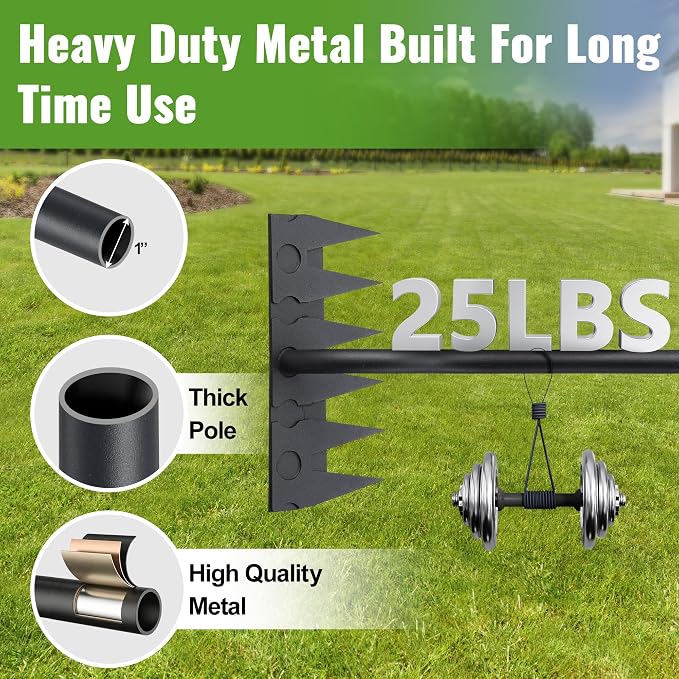 Weeding Rake Long Handle,70 Inch Heavy Duty Metal Manual Weeder Tool for Weeding Loosening Soil Cultivating Weed Puller Tool for Lawn, Garden Beds 6 Teeth Weed Removal Tool for Women and Seniors